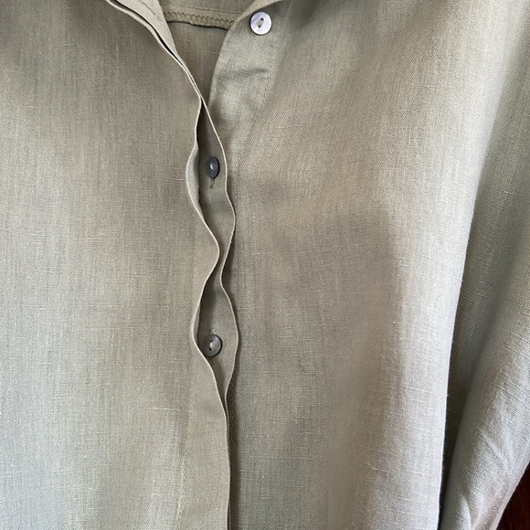 Zara Green Sage Green Linen Belt Wrap Dress Sz S - Picture 4 of 5